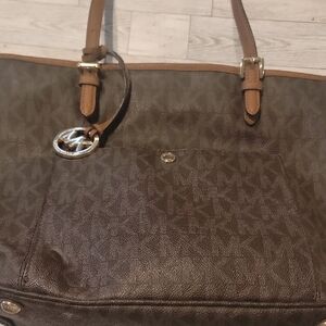 Michael Kors Brown Textured Tote Bag